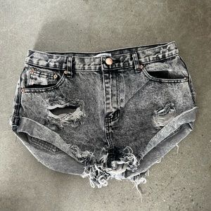 Acid wash denim shorts